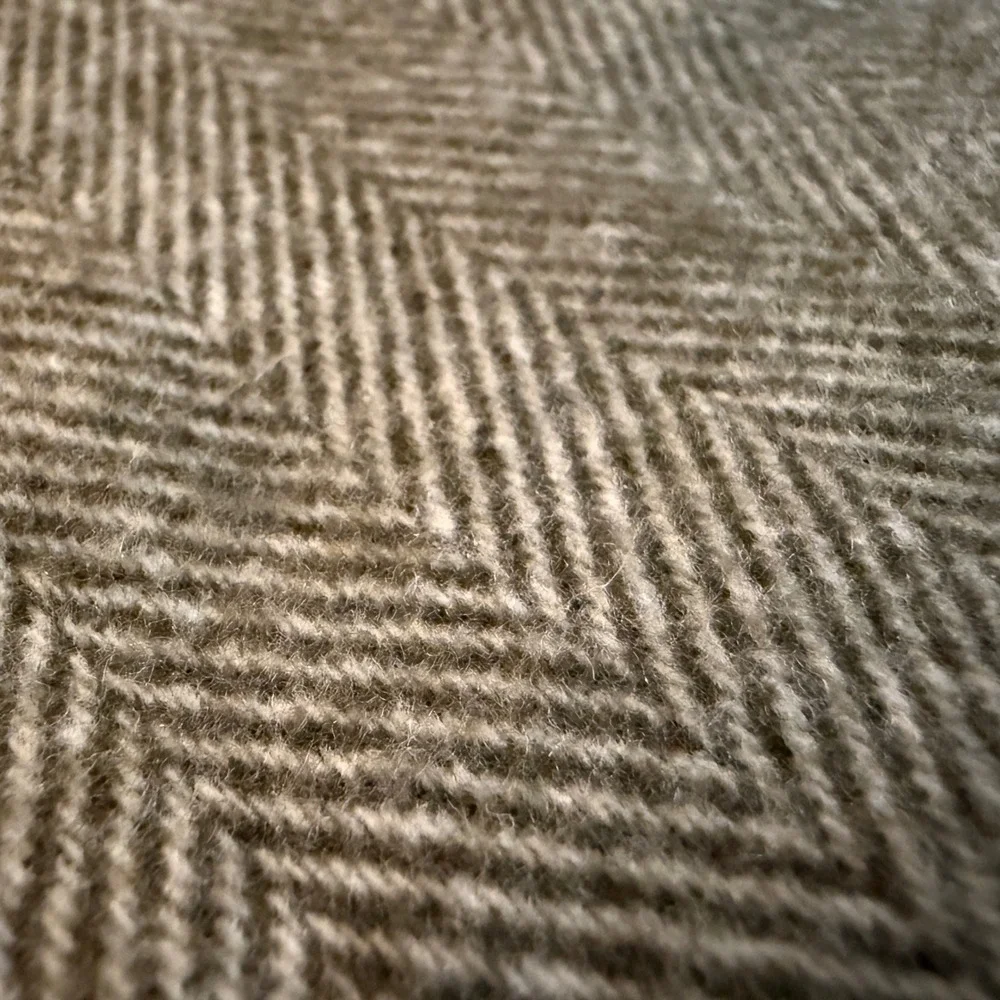 100% Cashmere‎ Herringbone Scarf Made in Scotland Tan Brown EUC